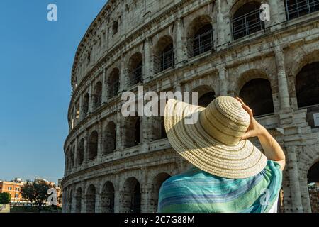 Tourist visiting Rome, Colosseum. Rome, Lazio region, Italy, Europe Stock Photo