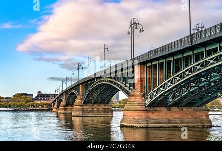 The Theodor Heuss Bridge over the Rhine River in Germany Stock Photo