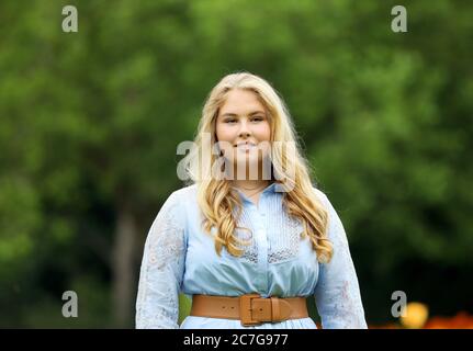 Princess Amalia of The Netherlands at Palace Huis Ten Bosch in The Hague, on July 17, 2020, posing for the media during the annual photo session before their summer vacationPhoto: Albert Nieboer /  Netherlands OUT / Point de Vue OUT | Stock Photo