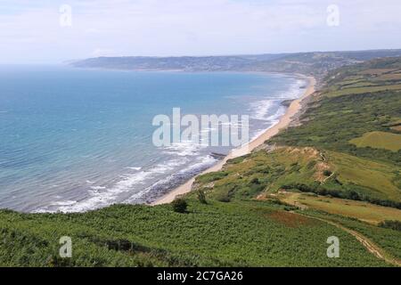 View looking west from Golden Cap, South West Coast Path, Dorset, England, Great Britain, United Kingdom, UK, Europe