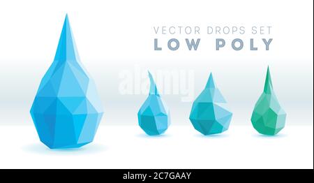 Vector Illustration. Abstract polygonal drops. Low poly Drops symbol Stock Vector