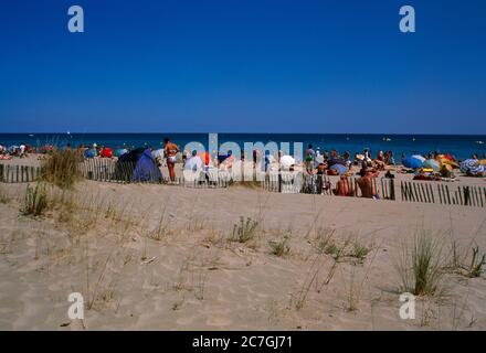 Languedoc Roussillon France Marseillane People At The Beach And Sand Dunes Stock Photo