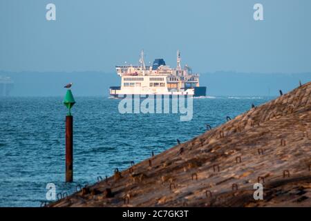 A Wightlink car ferry leaving Portsmouth Harbour bound for the Isle of Wight Stock Photo