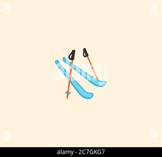 Skis vector isolated icon illustration. Skis icon stock illustration Stock Vector