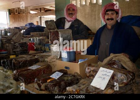 Kuwait City Kuwait Men Selling Dates At The Vegetable Souk Iranian Market Stock Photo