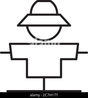 farm scarecrow line style icon design, agronomy lifestyle agriculture harvest rural farming and country theme Vector illustration Stock Vector