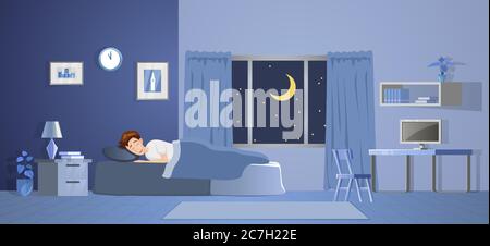 room decoration of bedroom with gradient design,vector illustration Stock Vector