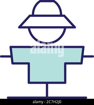 farm scarecrow line and fill style icon design, agronomy lifestyle agriculture harvest rural farming and country theme Vector illustration Stock Vector