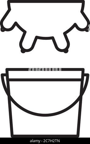 cow udder milk bucket line style icon design, dairy breakfast and food theme Vector illustration Stock Vector