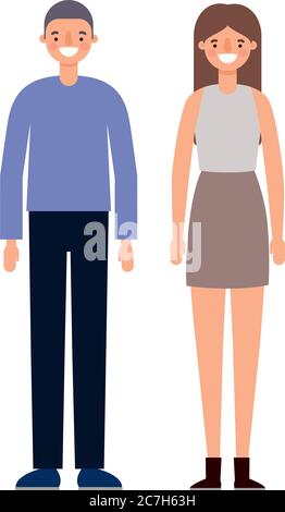 Woman and man cartoons couple smiling design, Person people and human theme Vector illustration Stock Vector