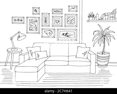 living room clip art black and white