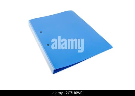 blue files folder retention of contracts isolated on white background, concept Office supplies Stock Photo