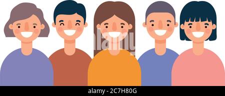 Women and men avatars cartoons smiling design, Person people and human theme Vector illustration Stock Vector