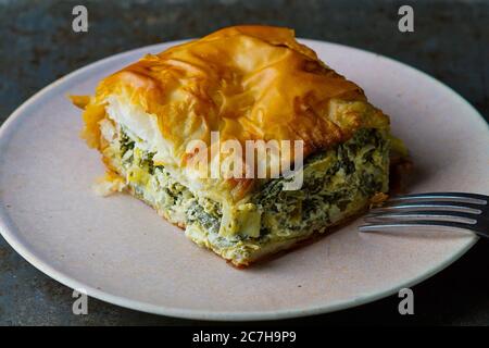 Spinach pie on a plate Stock Photo