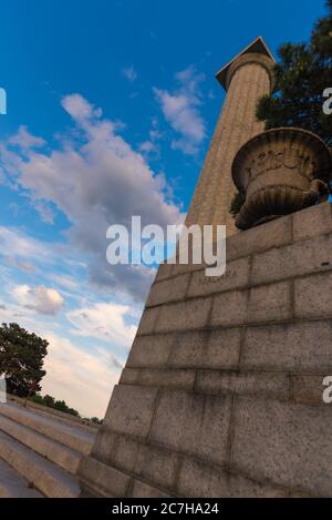 Vertical low angle shot of the famous Perry's Victory & International Peace Memorial, Ohio, USA Stock Photo