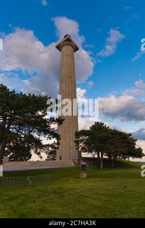 Vertical low angle shot of the famous Perry's Victory & International Peace Memorial, Ohio, USA Stock Photo