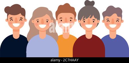 Women and men avatars cartoons smiling design, Person people and human theme Vector illustration Stock Vector