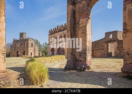 Fasil Ghebbi / Royal Enclosure and 17th century Emperor Fasilides' castle, North Gondar Zone, Amhara Region, Ethiopia, Africa Stock Photo