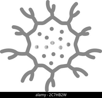 Neuron without nucleus line icon. Dead neuron, neural atrophy, no sensitivity symbol Stock Vector