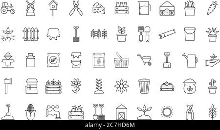 farm line style icon set design, agronomy lifestyle agriculture harvest rural farming and country theme Vector illustration Stock Vector