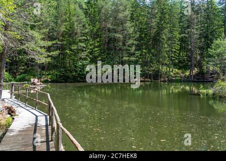 Europe, Austria, Tyrol, Ötztal Alps, Ötztal, summer idyll on Winkelbergsee near Längenfeld Stock Photo