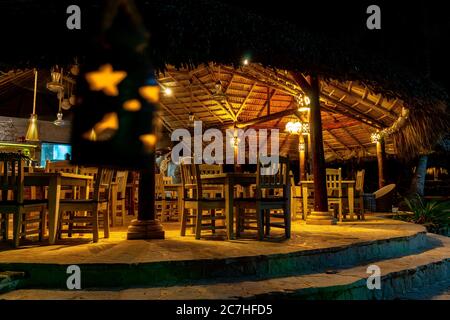 America, Caribbean, Greater Antilles, Dominican Republic, Cabarete, beach restaurant at the Natura Cabana Boutique Hotel & Spa Stock Photo