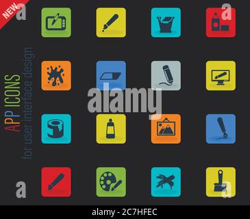 Paint brush and pencil symbol art drawing equipment vector illustration ...