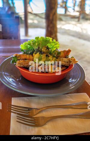 America, Caribbean, Greater Antilles, Dominican Republic, Cabarete, lunch on the beach in the restaurant of the Natura Cabana Boutique Hotel & Spa Stock Photo