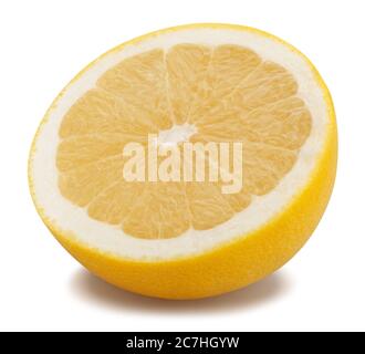 sliced white grapefruit path isolated on white Stock Photo