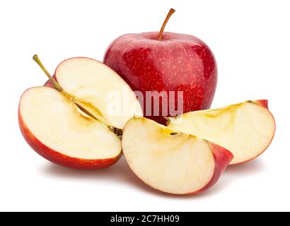 sliced red apple path isolated on white Stock Photo