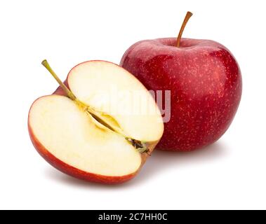sliced red apple path isolated on white Stock Photo