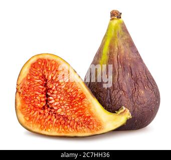 sliced figs path isolated on white Stock Photo
