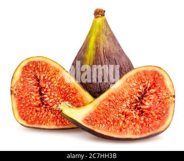sliced figs path isolated on white Stock Photo