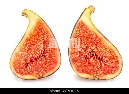 sliced figs path isolated on white Stock Photo