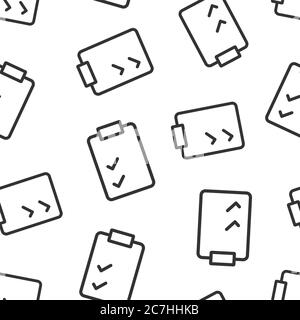 Document checklist icon in flat style. Report vector illustration on white isolated background. Paper sheet seamless pattern business concept. Stock Vector