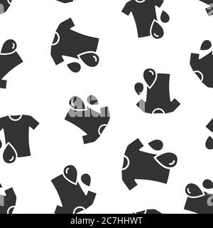 T-shirt washing icon in flat style. Clothes dry vector illustration on white isolated background. Shirt laundry seamless pattern business concept. Stock Vector