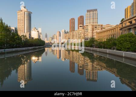 View along Suzhou river. Shanghai cityscape Stock Photo