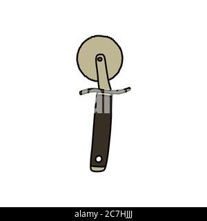 pizza cutter doodle icon, vector illustration Stock Vector