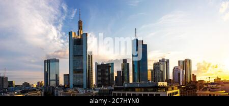 Aerial view of Frankfurt with Hauptwachen at sunset Stock Photo