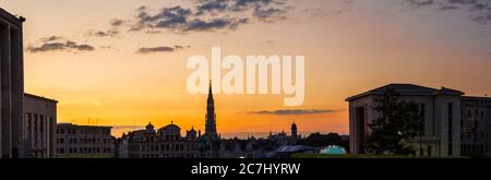 Panorama of Brussels city center at summer night Stock Photo