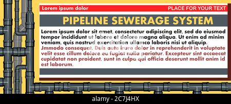 Sewer pipe. Couplings, turns, tees, adapters. Set. Fitting. Plugs and crosses. Sewerage drainage. Connections. Plumbing. Piping system. Draining. Stock Vector