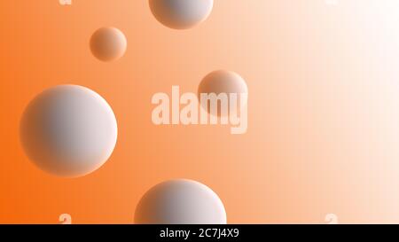 White 3d circles on light orange background. Web design. Illustration. Stock Photo