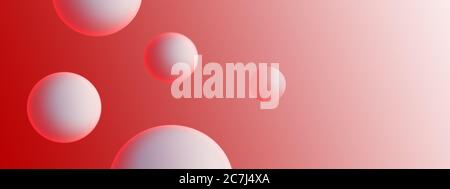 White 3d circles on red background. Web design. Illustration. Web design. Banner style. Stock Photo