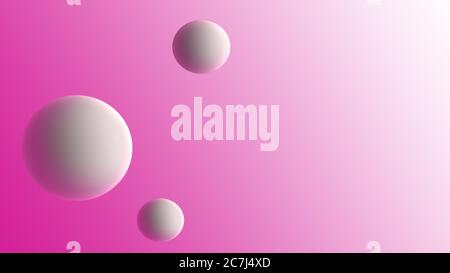 White 3d circles on light pink background. Web design. Illustration. Stock Photo