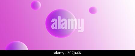 White 3d circles on light purple background. Web design. Illustration. Panorama. Banner style. Stock Photo