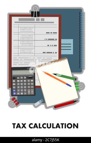 Tax calculation. Bookkeeping. Search for cost overruns. Budget optimization. Preparation of accounting reports for the reporting period. Financial Stock Vector