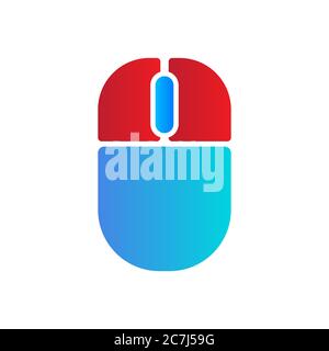 Both mouse button click. Active button double click demonstration isolated illustration Stock Vector