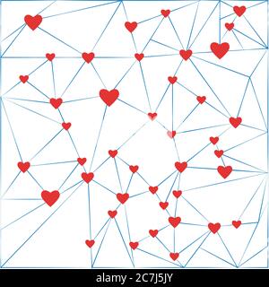 network and red heart on a white background for advertising and greeting cards about love, wedding, Stock Vector