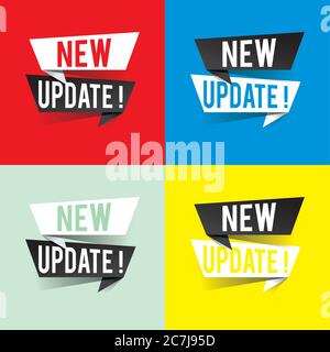 Modern design new update text on speech bubbles concept. Vector illustration Stock Vector