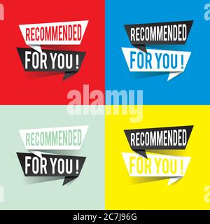 Modern design recommended for you text on speech bubbles concept. Vector illustration Stock Vector